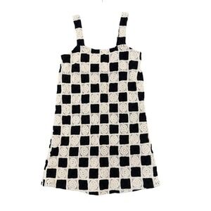 Sincerely Ours Checkerboard Crochet Mini Dress M‎ Y2K Festival Indie NWT